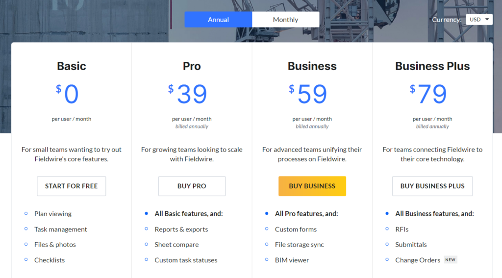 FieldWire Pricing and Plans